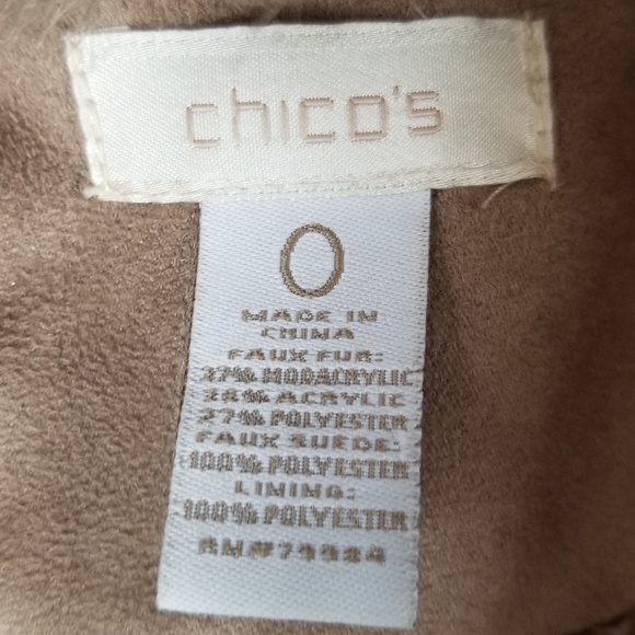 Chico's Faux Fur Sueded Cropped Jacket Size 0 Smal - Picture 3 of 6